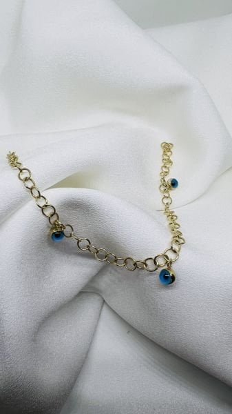 Sallantılı Boncuk Altın Nazarlık Bileklik