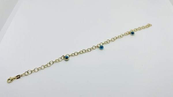 Sallantılı Boncuk Altın Nazarlık Bileklik