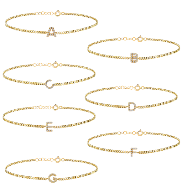 Zirkon Taşlı Harf Bileklik