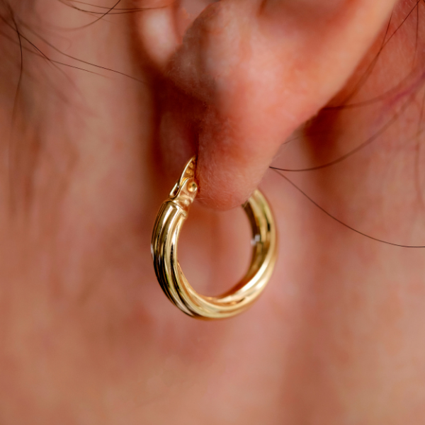 Çizgi Desenli Halka Küpe