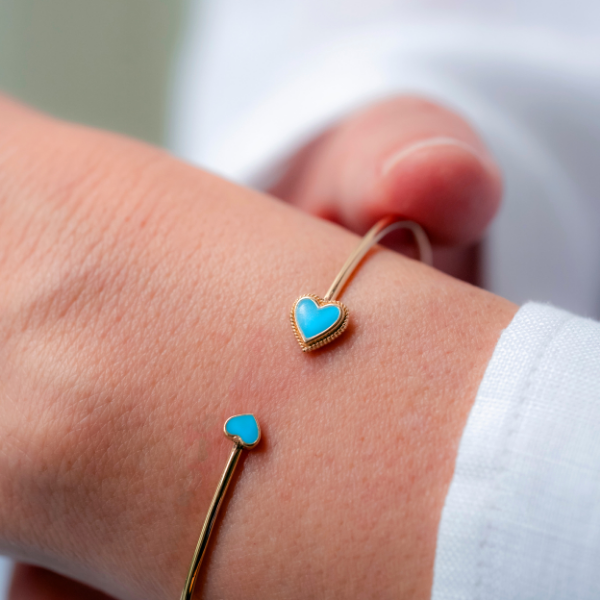 Mavi Kalpli Kelepçe Bileklik