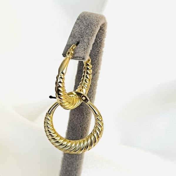 İnce Midye Altın Tasarım Küpe