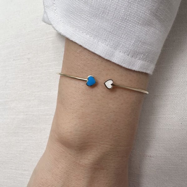 Mavi Beyaz Kalpli Kelepçe Bileklik