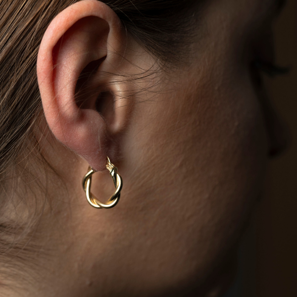 Midi Sarmal Altın Halka Küpe