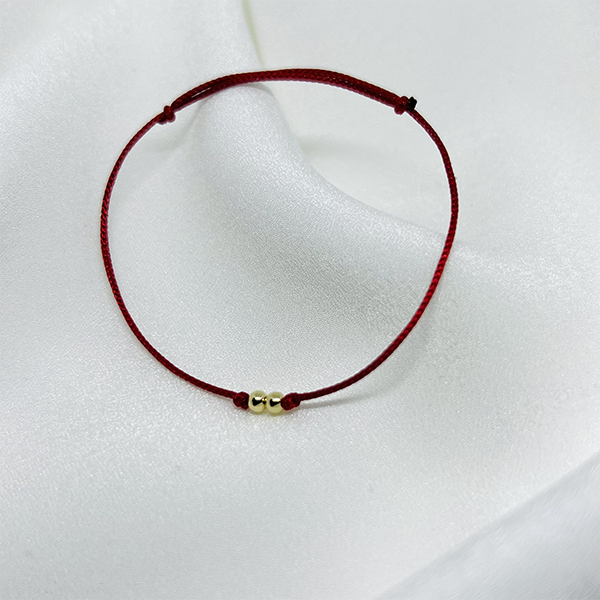 Düz 2 Küçük Top Altın İp Bileklik