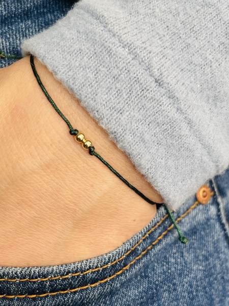 Düz 2 Küçük Top Altın İp Bileklik