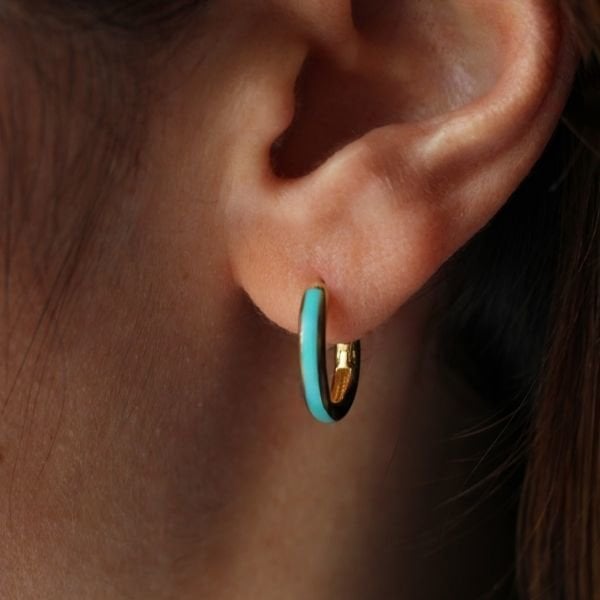 Mavi Mineli Halka Küpe