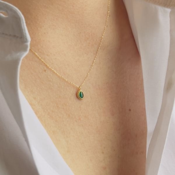 Yeşil Vintage Altın Kolye