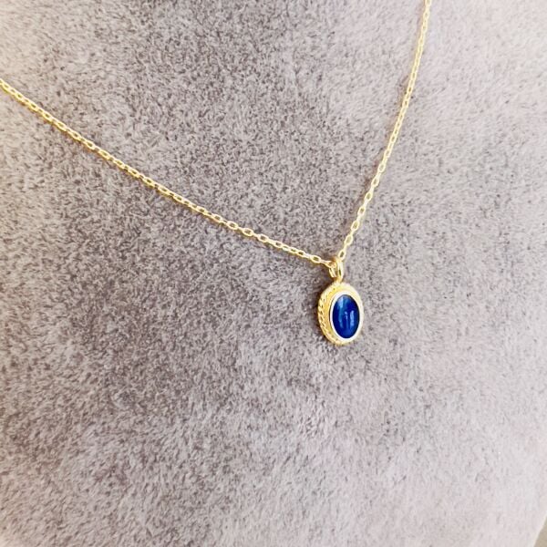 Lacivert Vintage Altın Kolye