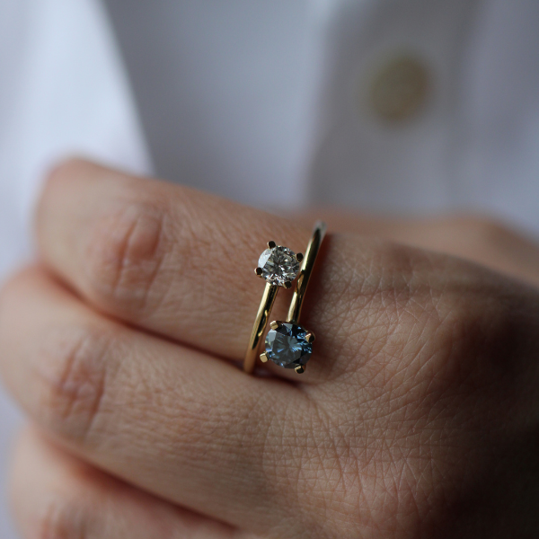 Beyaz Mavi Mozanit Taşlı Yüzük