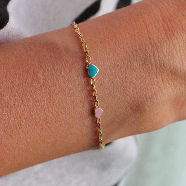 Mavi Pembe Kalpli Bileklik