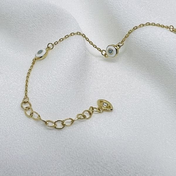 Beyaz Mineli Altın Nazarlık Bileklik