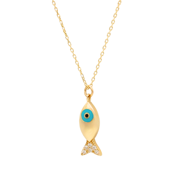 Nazarlıklı Balık Altın Tasarım Kolye