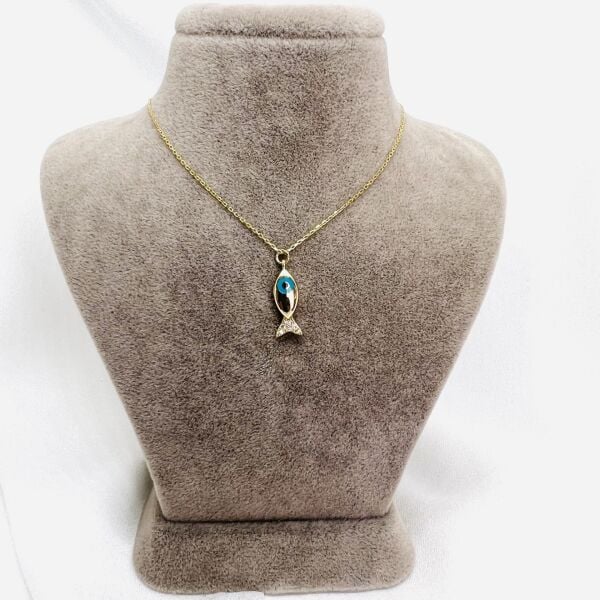 Nazarlıklı Balık Altın Tasarım Kolye