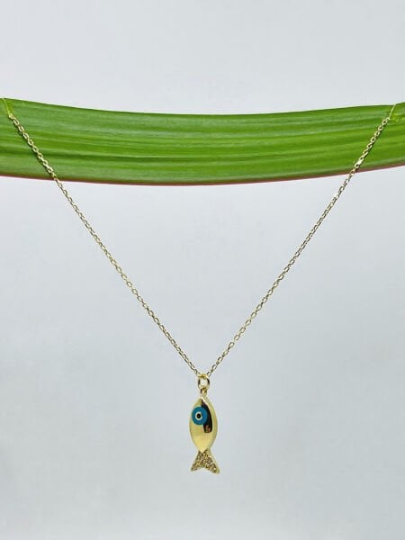 Nazarlıklı Balık Altın Tasarım Kolye