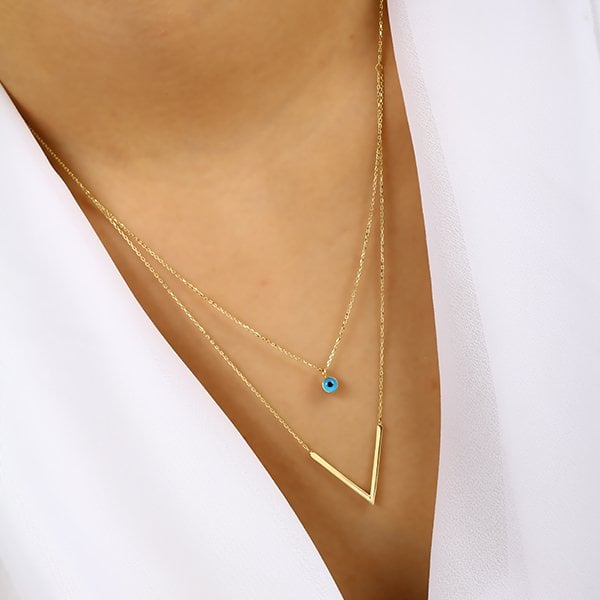 Tasarım Altın Nazarlık Kolye